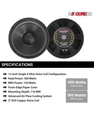 Car Subwoofer 2Pc 10" 3000W Pro Audio Deep Bass Component Sub Woofer 4Ohm Replacement Speaker