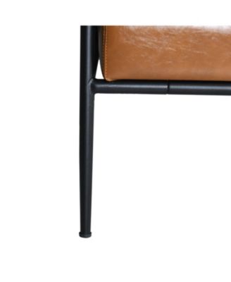Streamdale Mid-Century Accent Chair with Brown Faux Leather