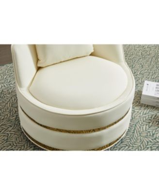 Swivel Accent Chair, Faux Leather Barrel Club Chair