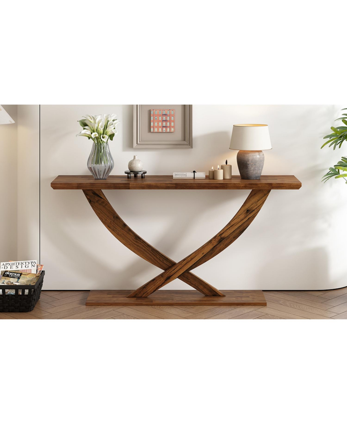 Streamdale Furniture Streamdale Mira 57" Rustic Console Table with Cross-Legs