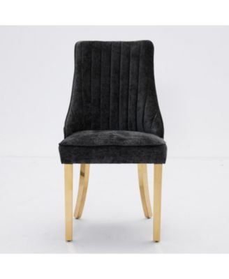Chenille Dining Chairs Set of 2 Black