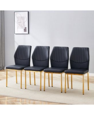 Luxury Black PU Dining Chairs - Gold Legs (Set of 4)