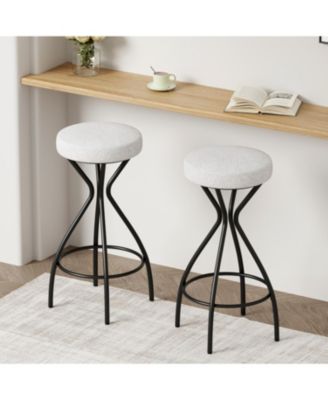 29" Floral Counter Stools - Black & White (Set of 2)