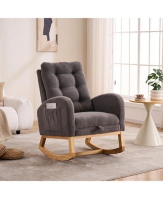 Dark Gray Rocking Chair with Footrest