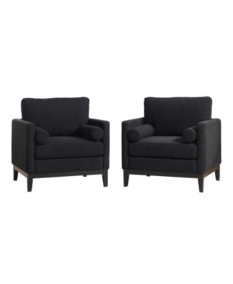 35.4" Wide Modern Farmhouse Accent Chair - Black Boucle