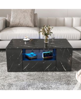 LED Coffee Table with Storage & Shelf