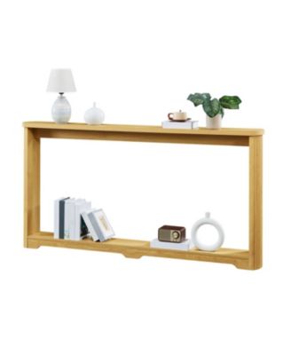 + 70" + Wood + Corrugated Design + Console Table