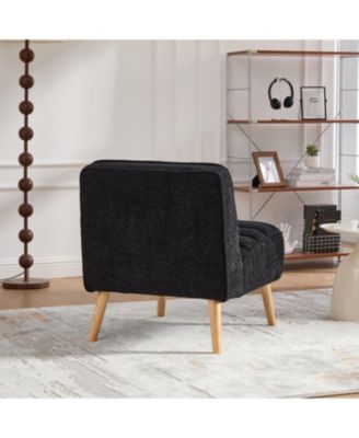Modern Upholstered Accent Chair, Chenille, Black