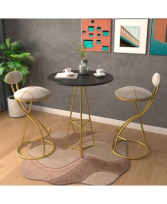  Stripe Velvet Bar Stools Set of 2