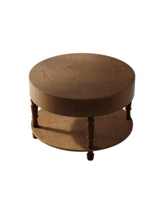  Modern Round Coffee Table with Storage - Walnut