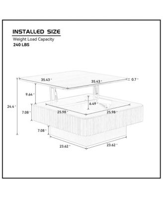 Streamdale Modern Lift Top Coffee Table with Hidden Storage - Black