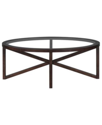 Modern Wood Base, Round Top Glass Coffee Table