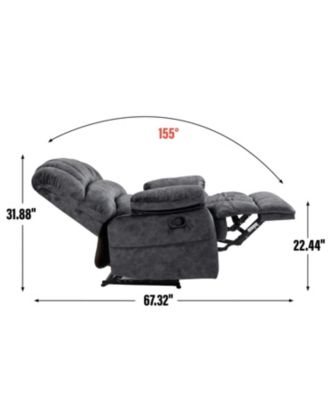 Large Manual Recliner Chair in Fabric for Living Room