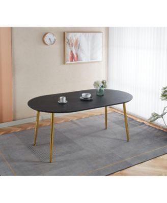 Extendable Dining/Office/Coffee Table, Metal Leg, MDF Top, Golden/Black