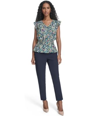 Women's Floral Smocked Peplum Top