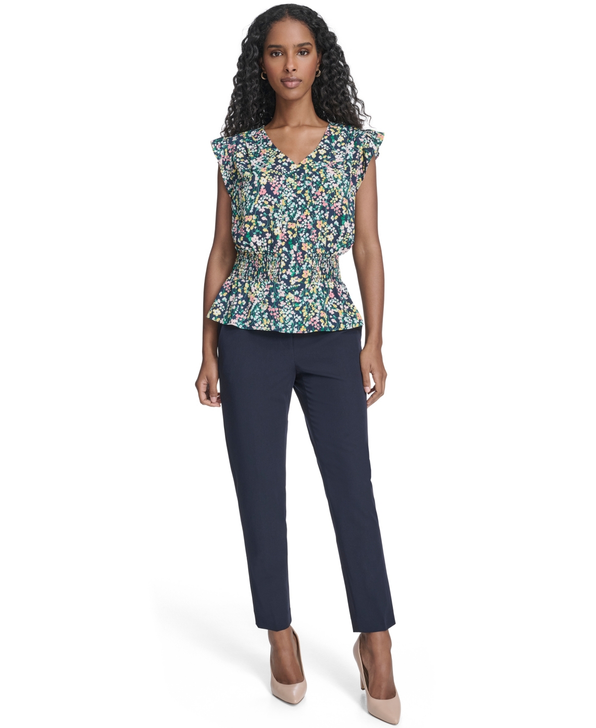 Tommy Hilfiger Women's Floral Smocked Peplum Top