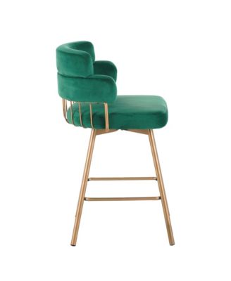 Streamdale 26" Swivel Bar Stools Set of 2, Upholstered with Backs, Green