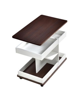 Streamdale Adjustable Lift-Top End Table with Wheels & Storage