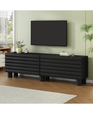 Cream TV Stand Console - 75" TV, Adjustable Shelves