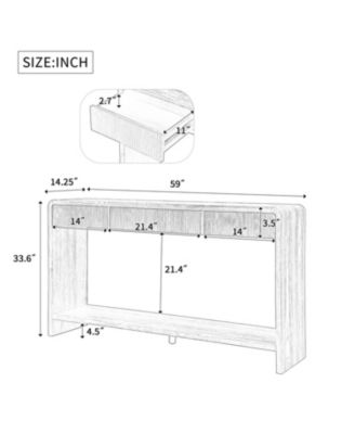 Streamdale Modern 3-Drawer Console Table - Slat Design
