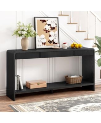 Streamdale Modern 3-Drawer Console Table - Slat Design