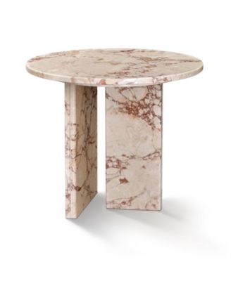 Pink Marble Coffee Table - Small, Natural Stone, 17.7 Inch
