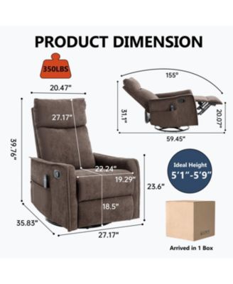 + 1 Pc. + Fabric + Heat Massage, Swivel + Rocker Recliner Chair