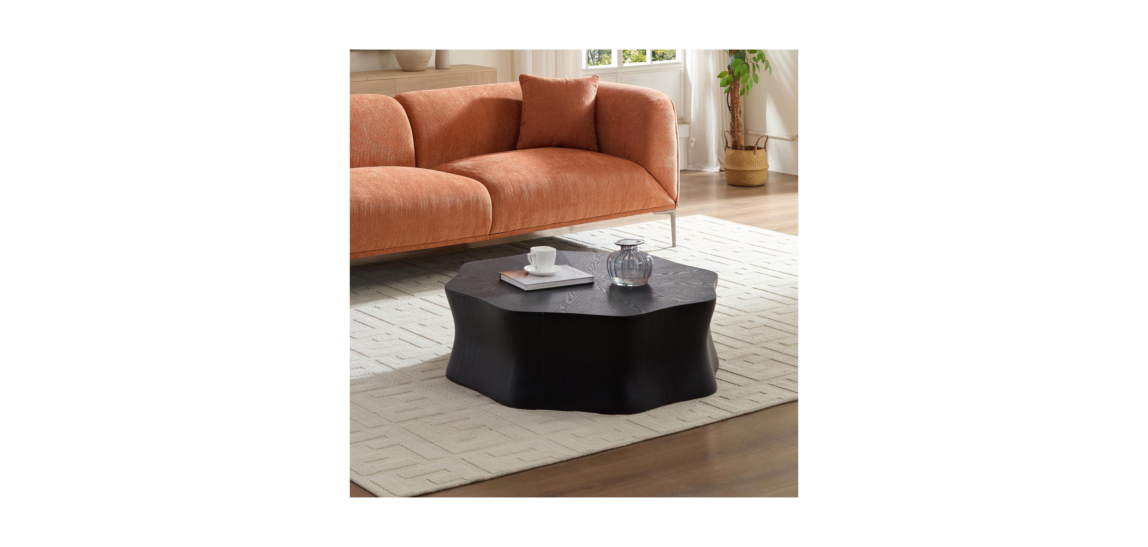 Streamdale Furniture Streamdale Black Petal Coffee Table - Birch Veneer, Brushed Sides
