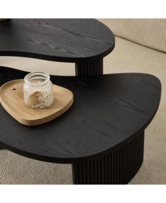 Streamdale Modern Irregular Coffee Table Set, Nesting End Tables, Black