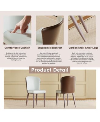 Modern Dining Chairs, Carbon Steel Legs (Set of 2)