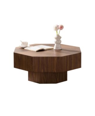 30.5" Walnut Octagon Coffee Table - Living Room/Office