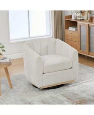  Chenille Swivel Barrel Chair, Tufted Pumpkin Armchair