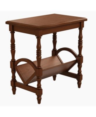 Classic Wooden Side Table with Magazine Rack