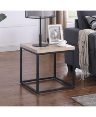 Square Wood & Metal End Table