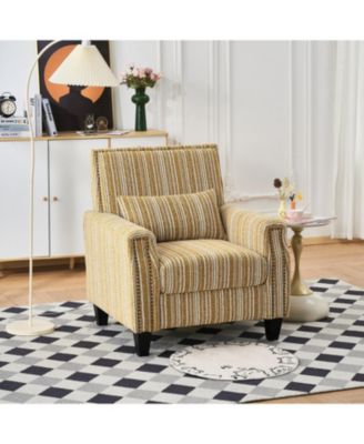 Streamdale Yellow Striped Accent Chair with Nailhead Trim