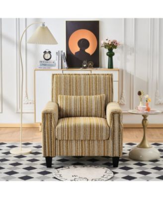 Streamdale Yellow Striped Accent Chair with Nailhead Trim
