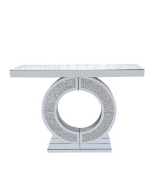 Crystal O-Shaped Mirror Console Table