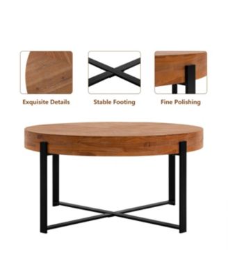 Streamdale Modern Retro Round Coffee Table, Black Cross Legs