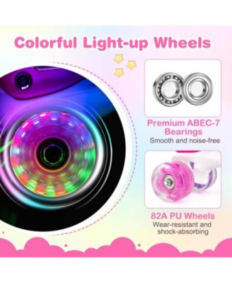 4 Sizes Adjustable Quad Skates with Light-up Wheels Safety Protection for Ages 13+