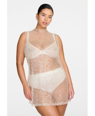 Women's The Mock Neck Mini Dress- Sequin