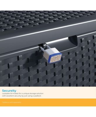 73 Gallon Resin Wicker Outdoor Patio Storage Deck Box, Cyberspace