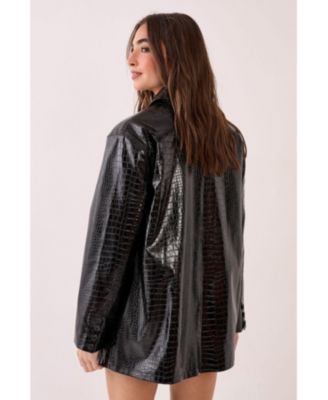 Women's Croc Vinyl Faux Leather Clean Jacket