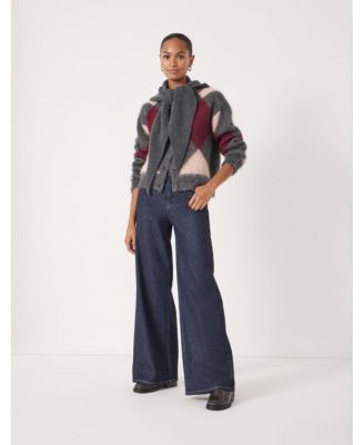 Women's Brushed Argyle Knitted Cardigan