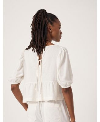 Women's Alva Puff Sleeve Linen Beach Top