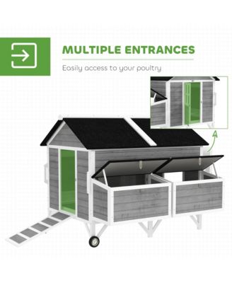 59" Chicken Coop, Chicken Tractor with Wheels, Nesting Boxes,