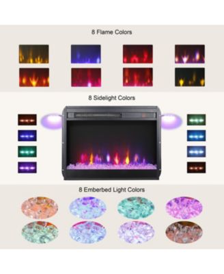 23-inch electric fireplace insert, ultra-thin heater with crystal & realistic flame, remote control with timer, overheating protection