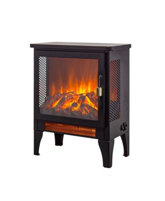 17 inch Freestanding Electric Fireplace Stove heater with 3D Flame effect,Black