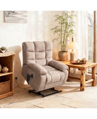 Lift Recliner Chair Heat Massage Dual Motor Infinite Position Up to 350 LBS Large Electric Power Lift