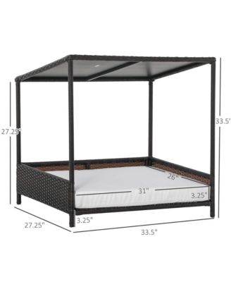 Brown Raised Rattan Cat Bed