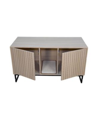 Modern Wooden Cat House with Scratching Mat 47.64x21.46x25.98in 76.4lbs